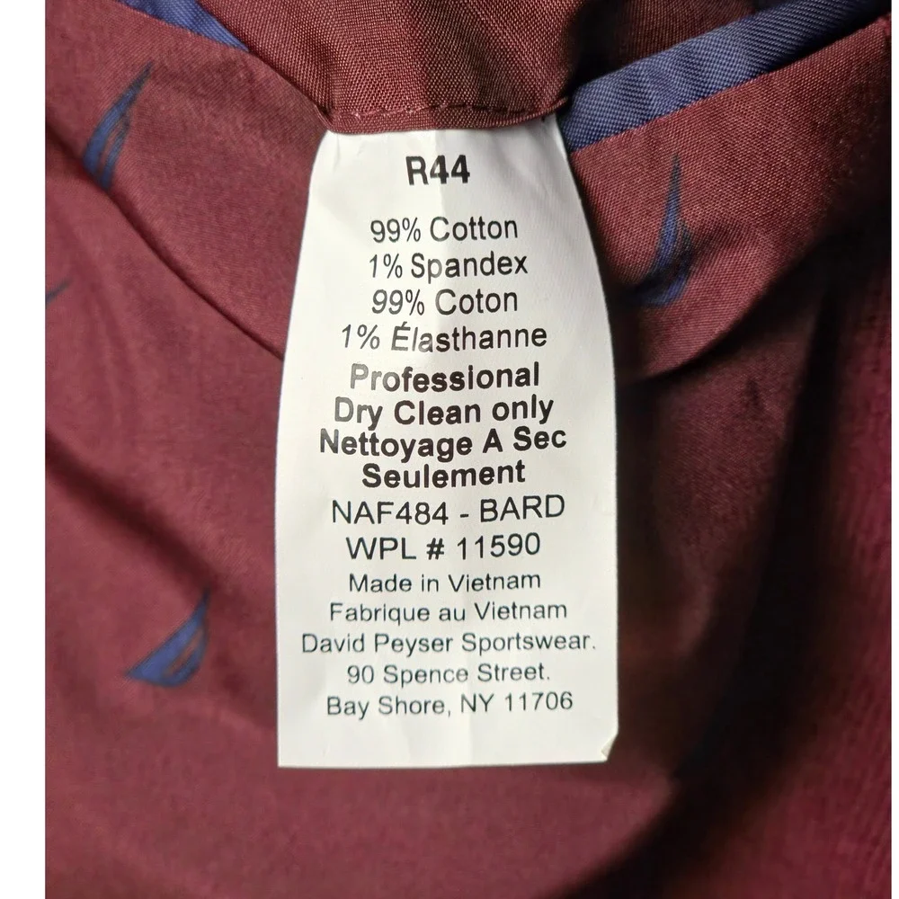 Nautica Sport Coat Mens 44R Red Bard Corduroy Elbow Patch Blazer Suit Jacket NWT